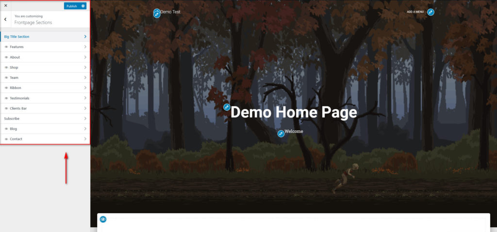 edit halaman beranda wordpress - edit opsi tema halaman beranda