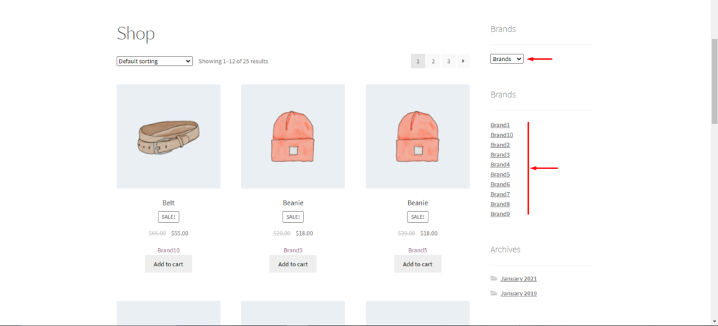 Organiser les produits WooCommerce par marque - Filtre de marque