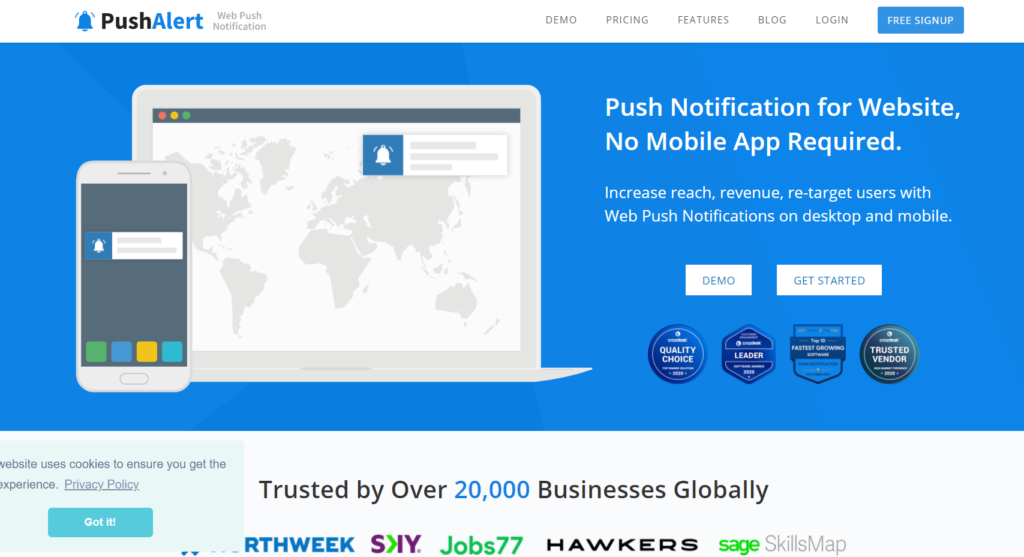دفع الإضافات الإخطار لـ WordPress - pushalert