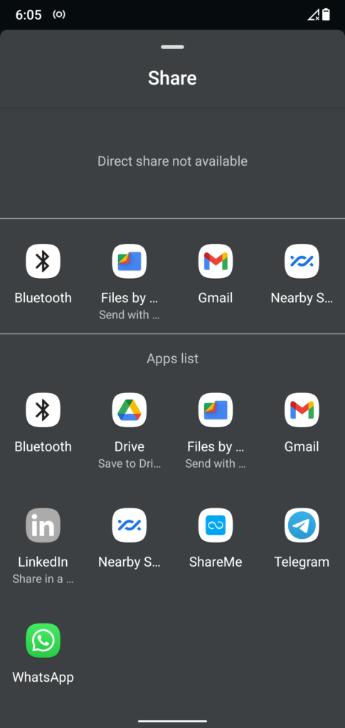 Pilih Telegram dari Bagikan Layar
