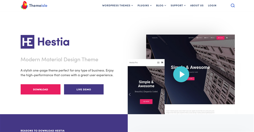 Meilleures alternatives Divi gratuites - Thème Hestia