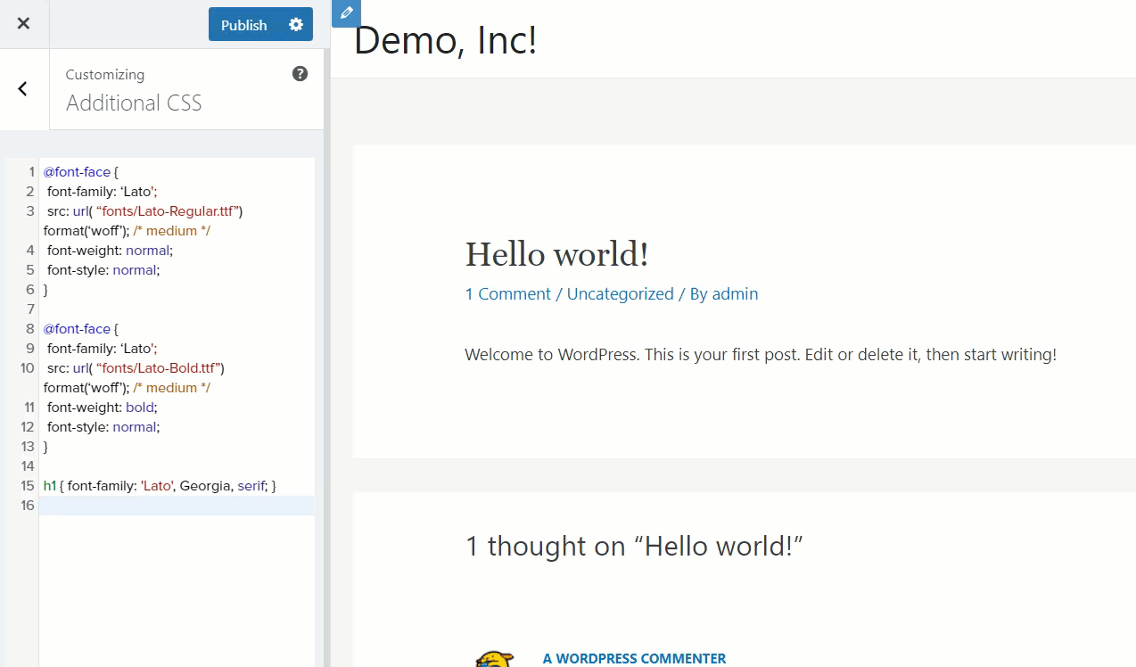 changer la police dans la police de paragraphe wordpress lato