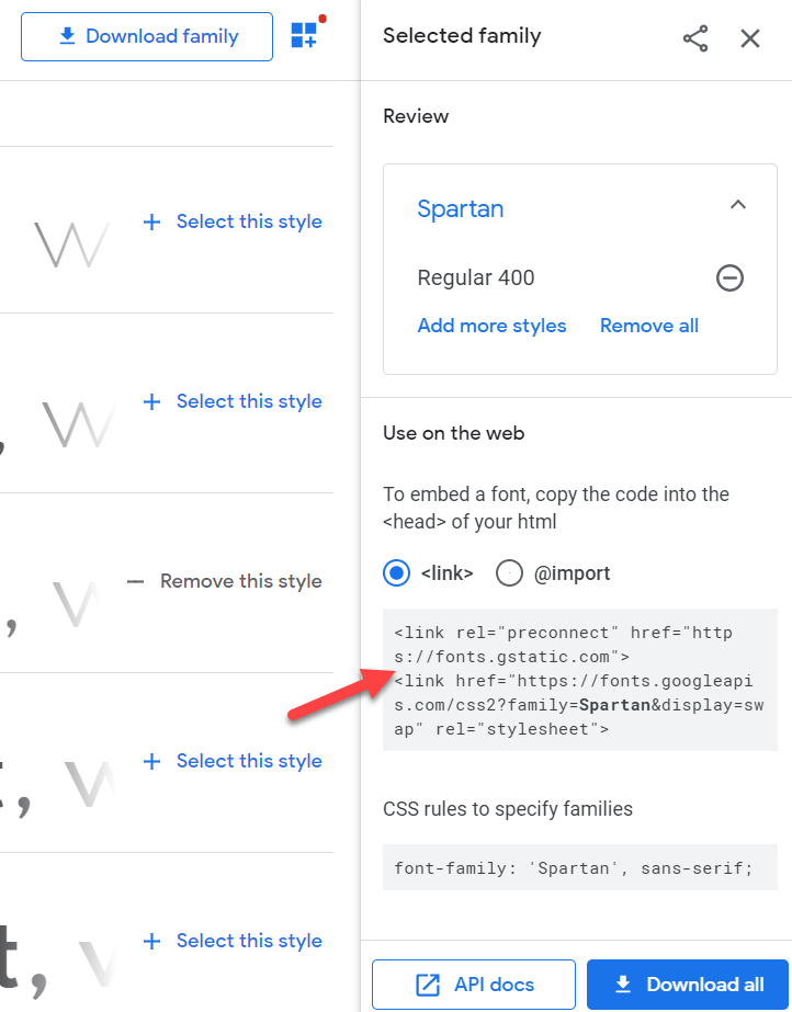 changer la police dans le code de lien de la police wordpress