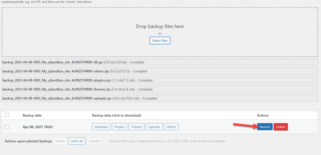 Backup wiederherstellen