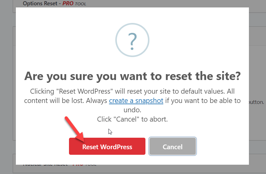 WordPress zurücksetzen - WordPress zurücksetzen