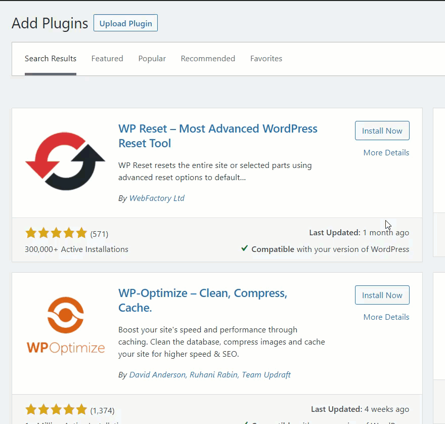 WordPress zurücksetzen - wp reset installieren