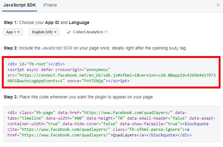 javascript premier code ajouter des flux de groupe facebook