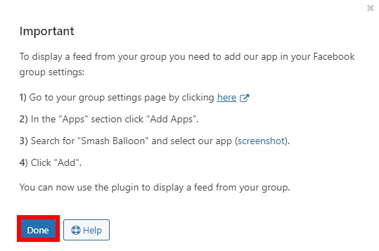 message contextuel ajouter des flux de groupe facebook