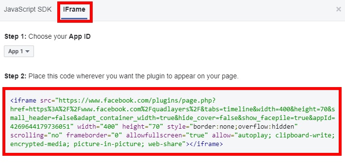 code iframe ajouter des flux de groupe facebook