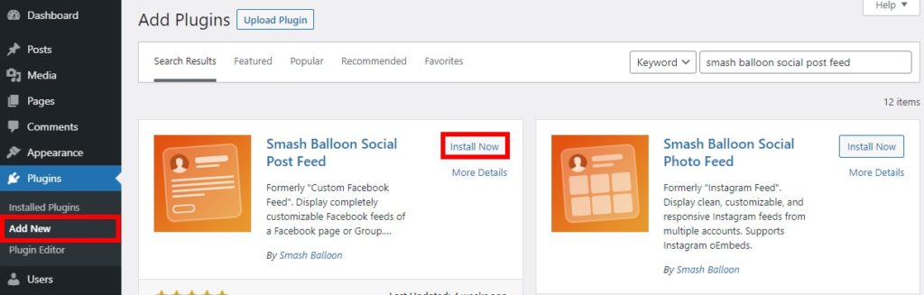 Samsh Balloon Social Post Feed Installer le plug-in Ajouter des flux de groupe Facebook