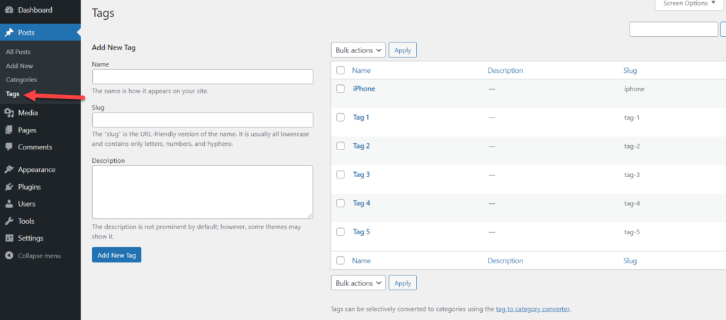 alle WordPress-Tags