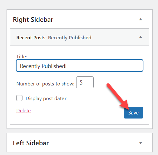 ajouter des messages à une page dans wordpress - renommer les widgets