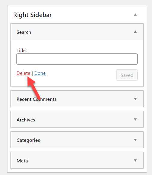 supprimer le widget de la barre latérale