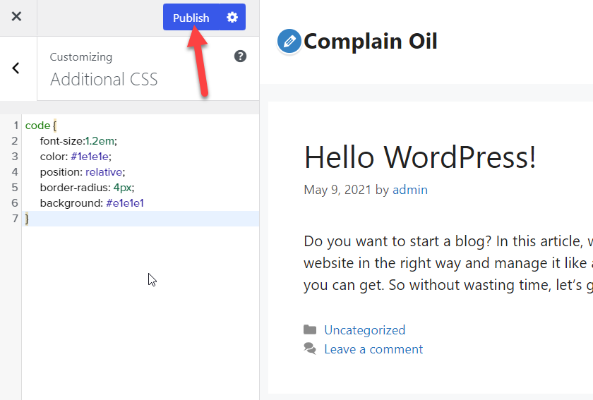 WordPressでコードを表示-CSSの変更を公開する