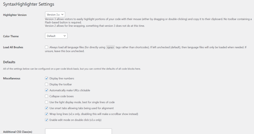 WordPressでコードを表示-syntaxhighlighterプラグイン設定