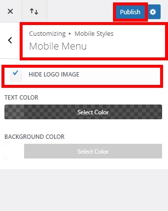 masquer le logo correspondre au menu de bureau et mobile