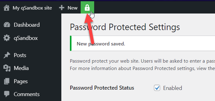 page de protection par mot de passe dans wordpress - protection par mot de passe activée