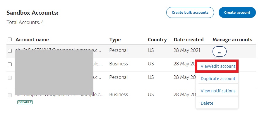 voir modifier compte paypal test bac à sable commandes woocommerce