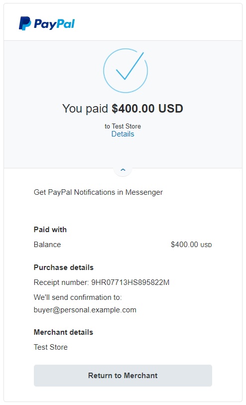 test de commande paypal sandbox commandes woocommerce