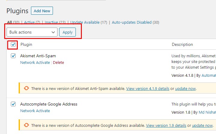 Désactiver tous les plugins dans WordPress