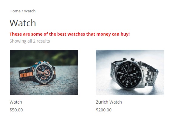 カテゴリエディタの例本体はwoocommerceカテゴリページをカスタマイズします