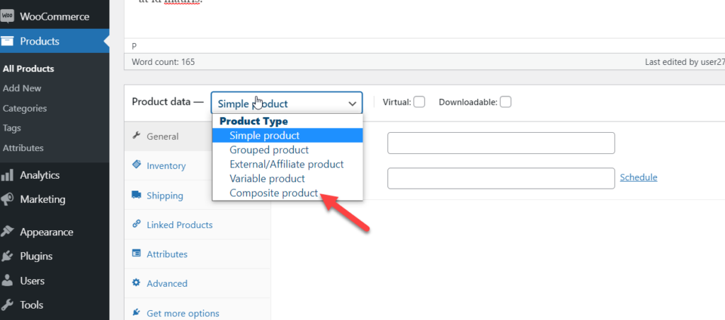 woocommerce zusammengesetztes Produkt - zusammengesetzter Typ