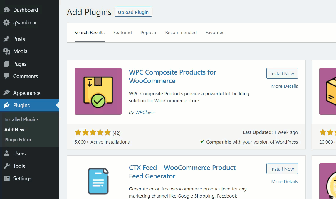 WooCommerce zusammengesetzte Produkte - Installiere das Plugin für zusammengesetzte Produkte