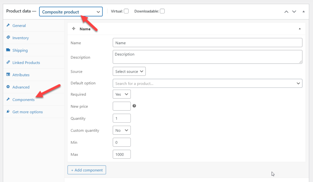 WooCommerce-Verbundprodukte - Komponenten
