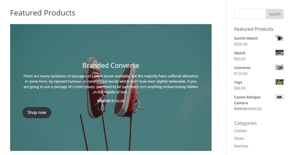 Featured Product Page Post Demo Set Featured Products in WooCommerce und zeige sie an