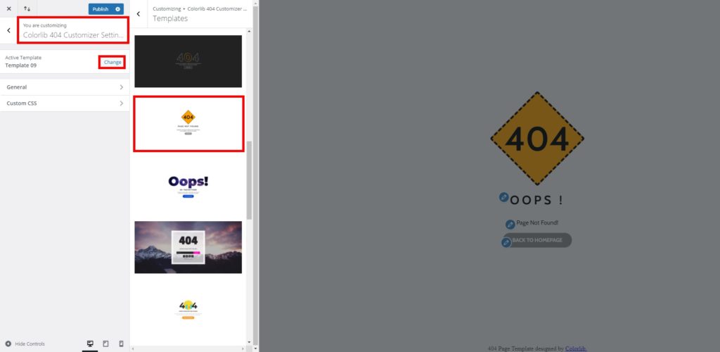 Aktive Vorlage ändern 9 404-Seite in WordPress anpassen