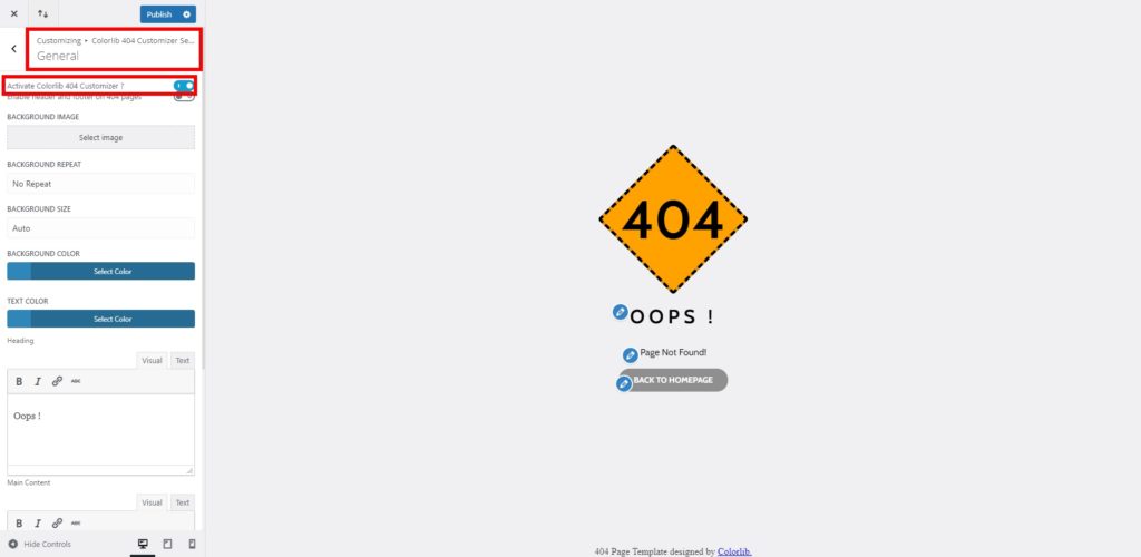 Allgemeine Optionen Passen Sie die 404-Seite in WordPress an
