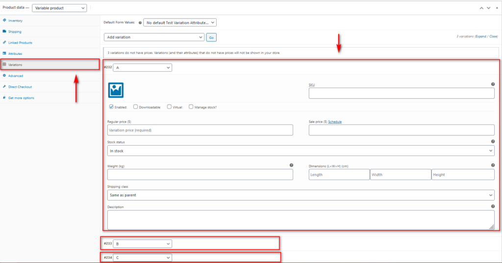 agregue variaciones de productos en woocommerce: agregue nuevas variaciones de productos variables cambie los valores de variaciones