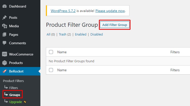 Agregar un grupo de filtros