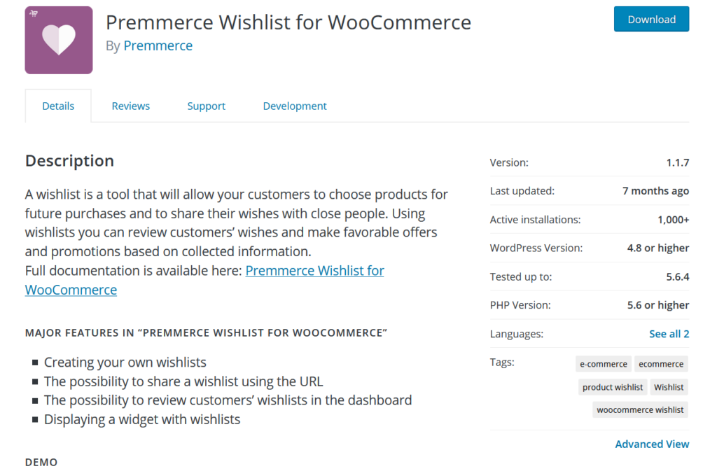 إضافات قائمة الرغبات woocommerce - قائمة أمنيات premmerce
