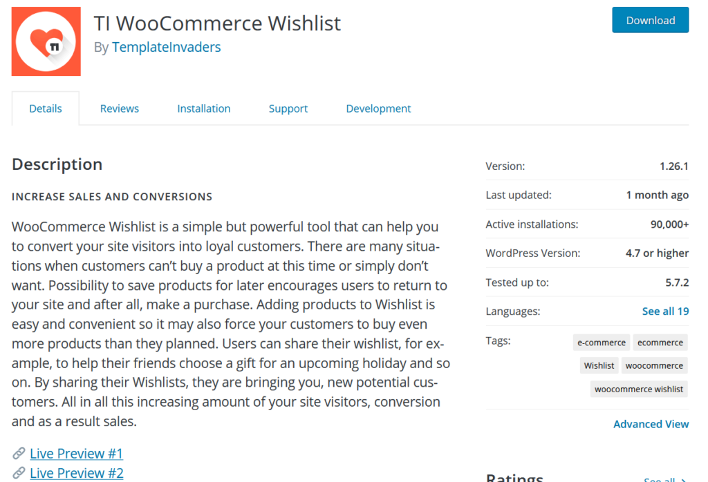إضافات قائمة الرغبات woocommerce - قائمة أمنيات ti woocommerce
