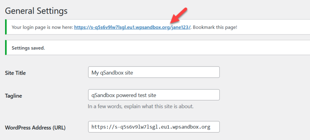 personalizar la página de inicio de sesión de wordpress - nueva url creada