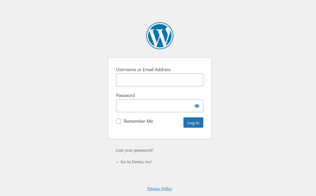 página de inicio de sesión predeterminada de wordpress
