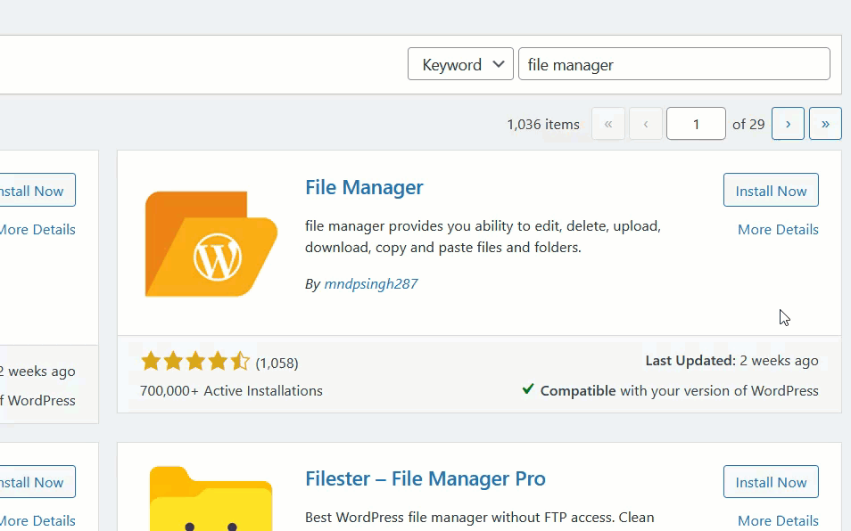 redirigir una página de wordpress - instalar el administrador de archivos wp