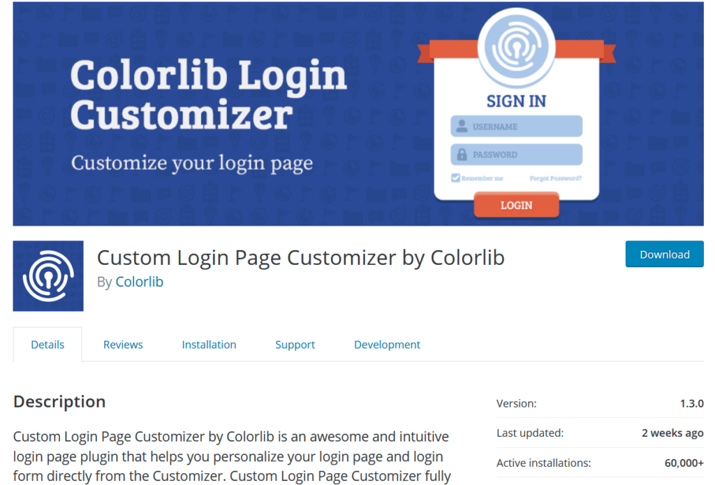 Plugins zum Anpassen der WordPress-Anmeldeseite - Colorlib-Anmeldeanpassung