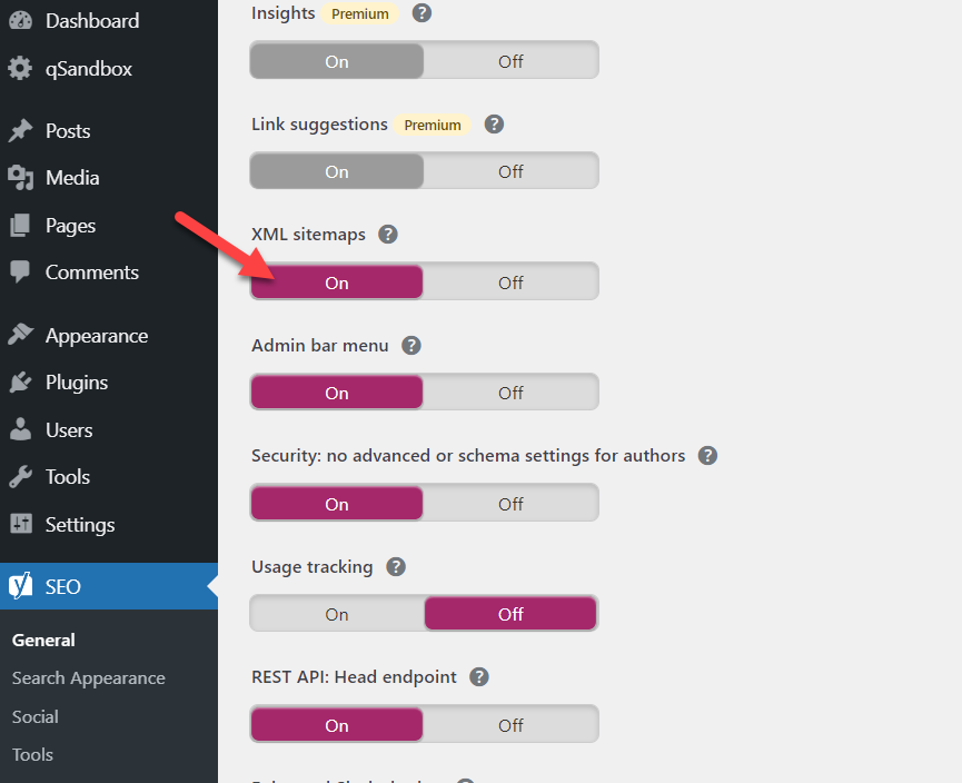 abilita le mappe del sito xml