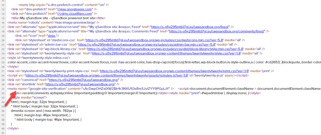 aggiungi il sito WordPress a Google Search Console - meta tag