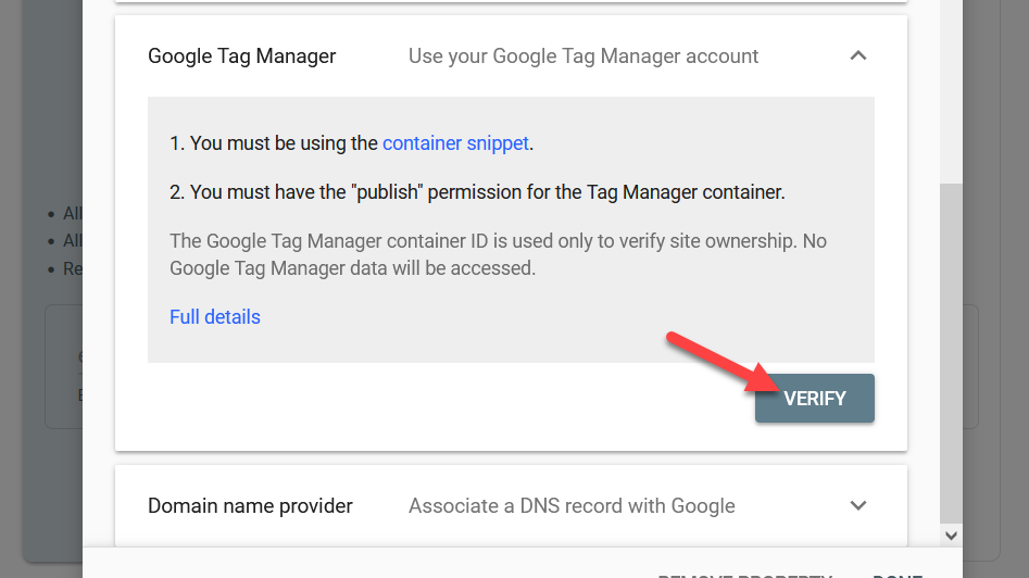 verifica gestore tag