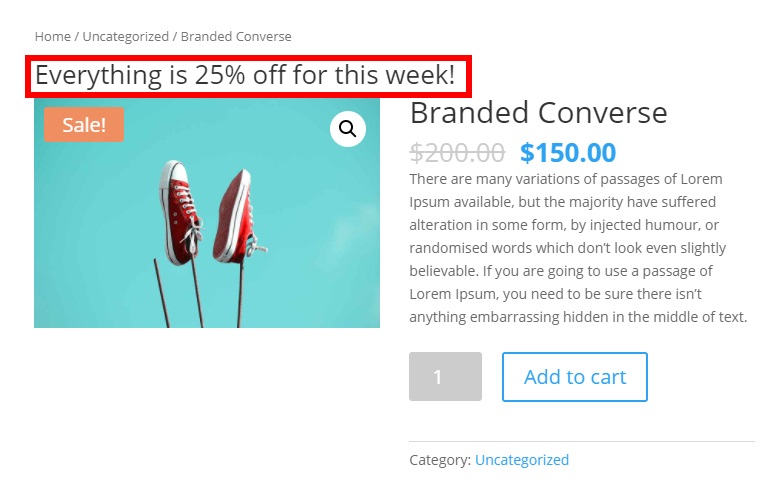 exemplo de descrição de produto único personalizar modelos do woocommerce