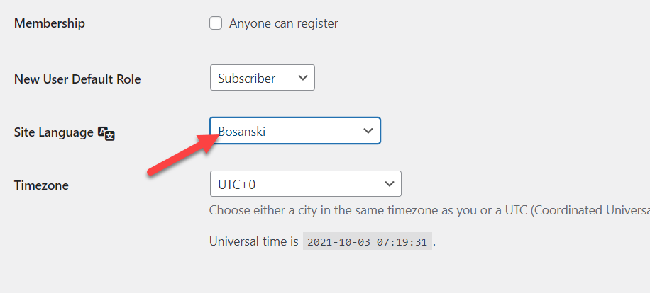 schimba limba site-ului