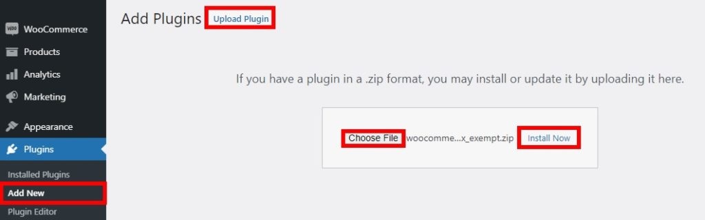 eklenti yükle woocommerce vergiden muaf eklentiler