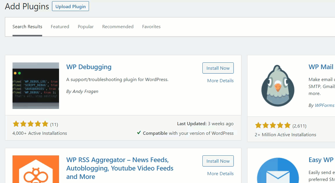 تمكين وضع تصحيح أخطاء WordPress - تثبيت البرنامج المساعد WP Debugging