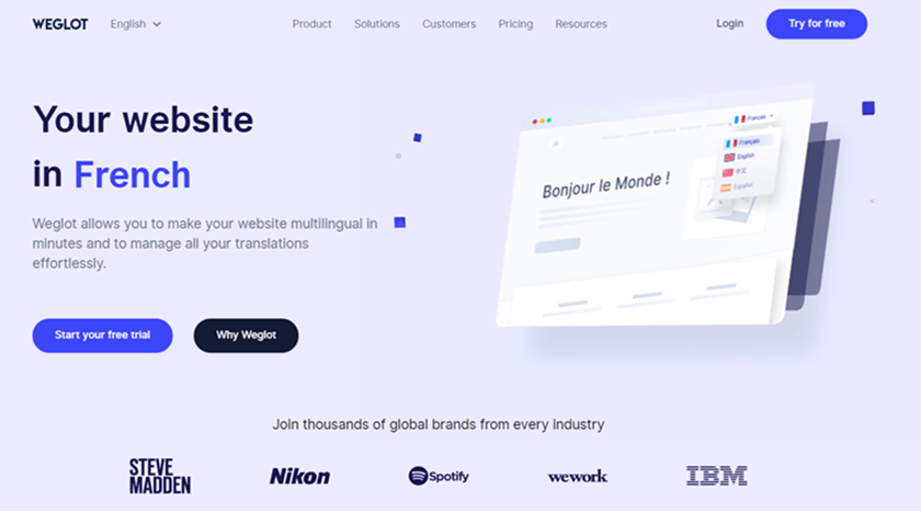 wordpress 的最佳翻譯插件 - weglot