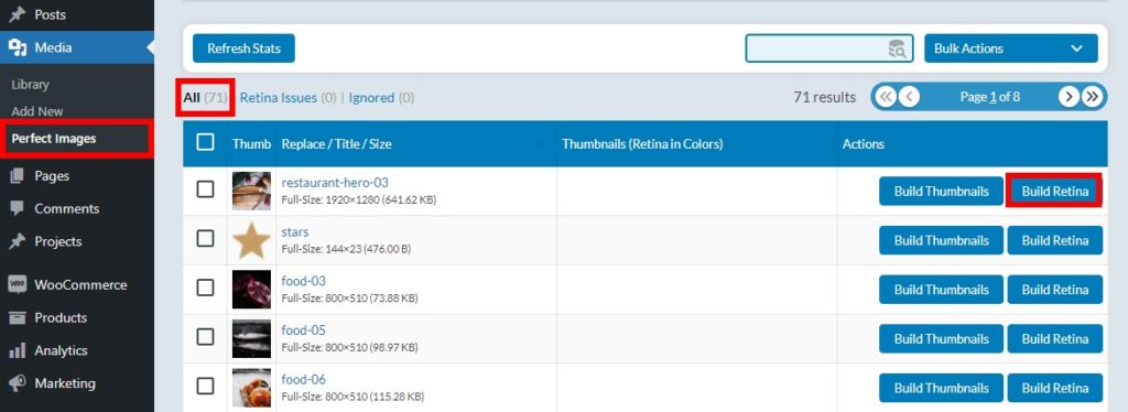 imagens perfeitas retina borrada corrigir problemas de tamanho de imagem woocommerce