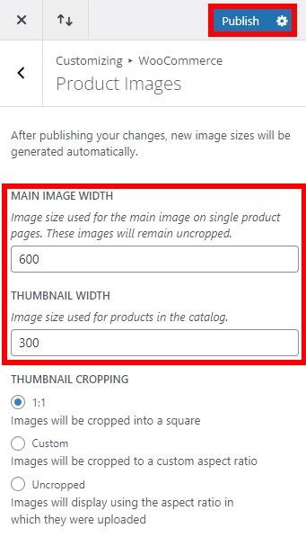 tamanho de imagem personalizado corrigir problemas de tamanho de imagem do woocommerce