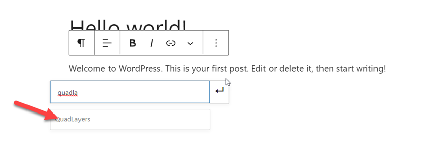 ocultar enlaces de afiliados en WordPress - búsqueda de enlaces de afiliados de gutenberg